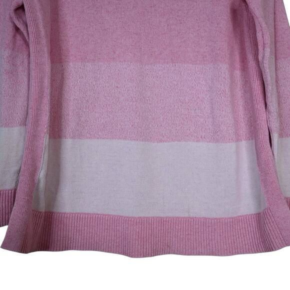 T by Talbots Womens L Striped Pink Orange Pima Cotton Sweater - Picture 5 of 9